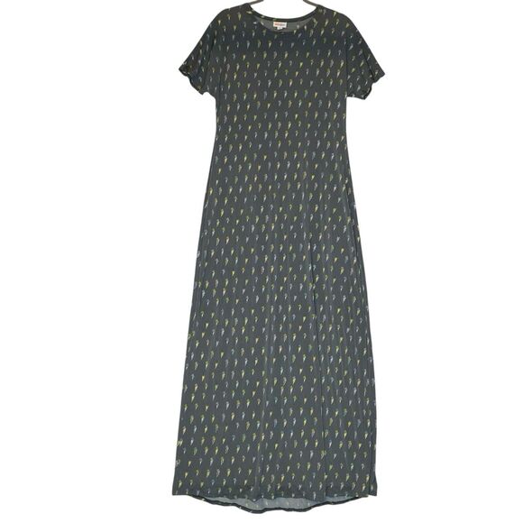 LuLaRoe T-Shirt Maxi Dress S Gray Short Sleeve Jersey Stretch Flowing Slinky - Picture 2 of 7